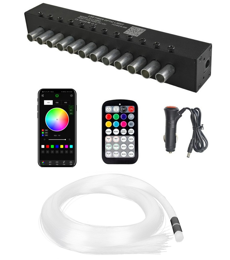 Kit Fibra Optica 9W efect stele cazatoare, RGB, 12 canale, 120 fire la 3M