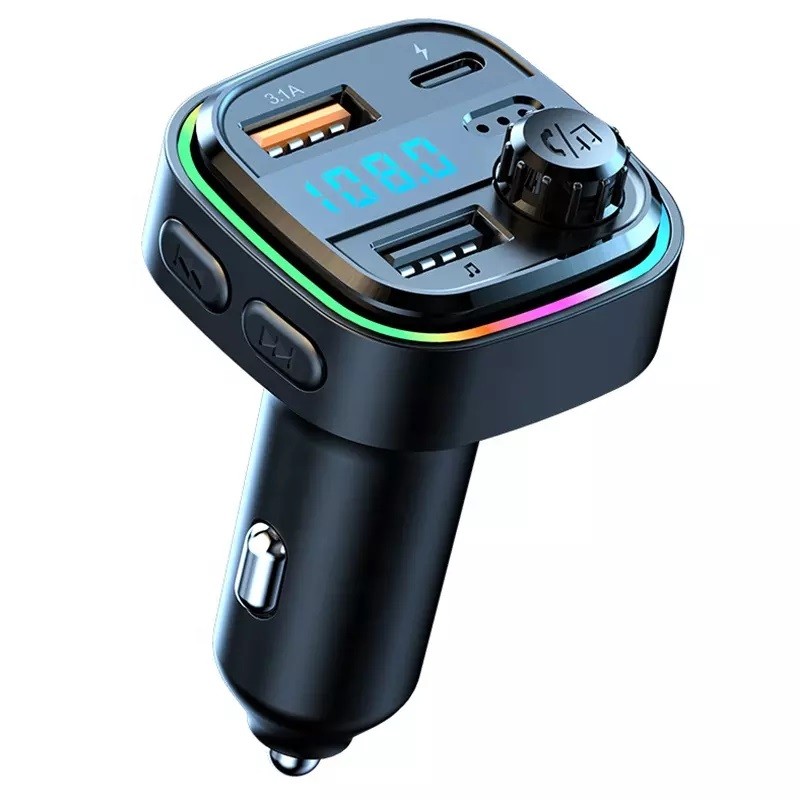 Modulator FM Bluetooth 5.0 cu incarcator auto Fast Charge 3.0 si USB-C - C26